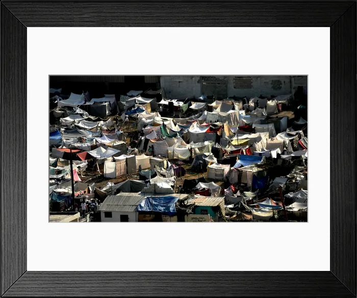 Framed Print : Make shift shelters in downtown Port Au Prince Haiti after 7.0-magnitude earthquake on January 12 2010. (BSLOC_2011_12_389)