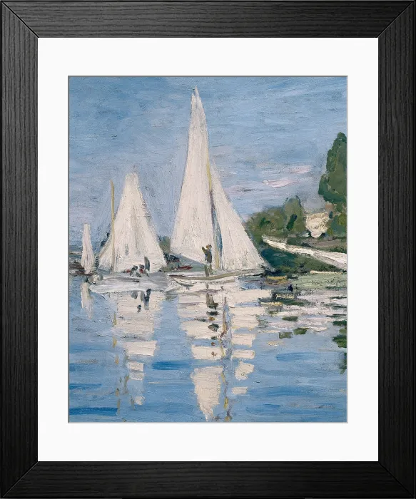Framed Print : MONET, Claude (1840-1926). Regatta at Argenteuil. 1872. Left detail. Sailing boats. Impressionism. Oil on canvas. FRANCE. Paris. Musee d'Orsay (Orsay Museum)