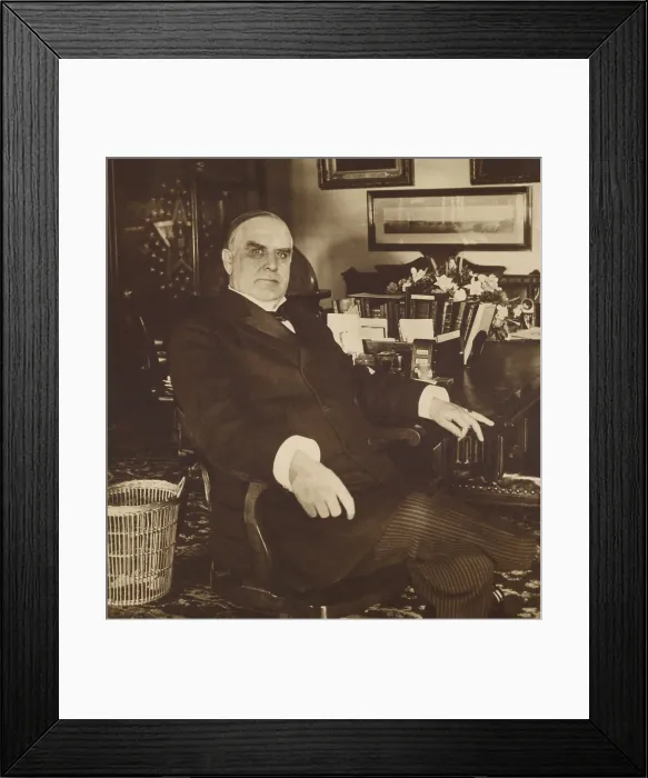 Framed Print : President William McKinley in the White House, 1897-1901. The US and France, agreed on a policy to manage Bimetallism, but could not reach agreement with Britain