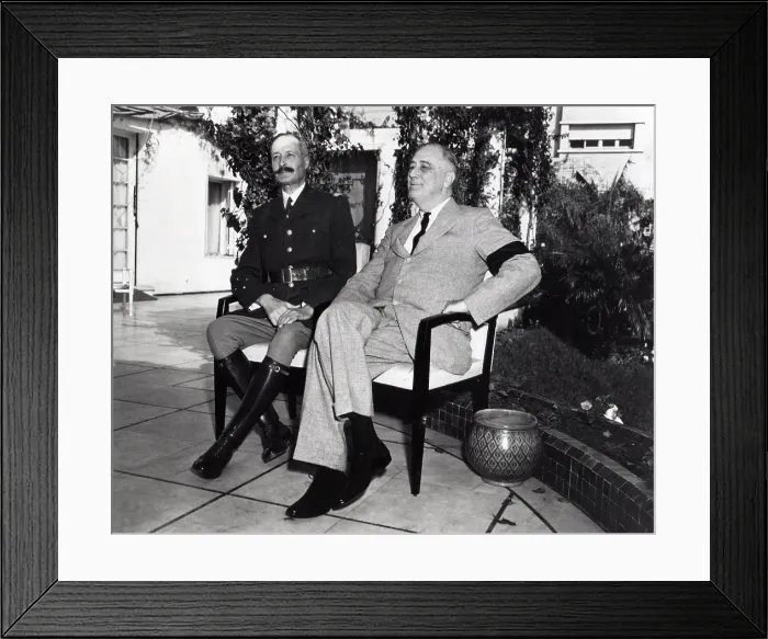 Framed Print : President Franklin Roosevelt photographed with French General Henri Honore Giraud, Jan. 1943 Framed Print : President Franklin Roosevelt photographed with French General Henri Honore Giraud, Jan. 1943