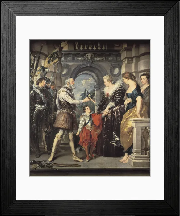 Framed Print : RUBENS, Peter Paul (1577-1640). Henri IV leaving for the war in Germany and bestowing the government of his kingdom to Marie de Medici, 20th March 1610. 1621-1625. Flemish art