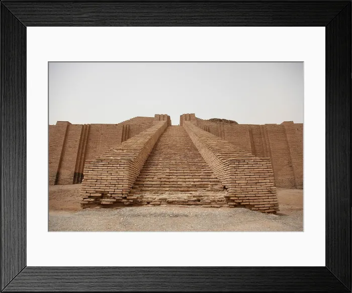 Framed Print : Steps of the Ziggurat of Ur built by the Neo-Sumerians built in the reign of King Nabonidus 556-539 BC on the rubble of an older Sumerian structure constructed by Sumerian King