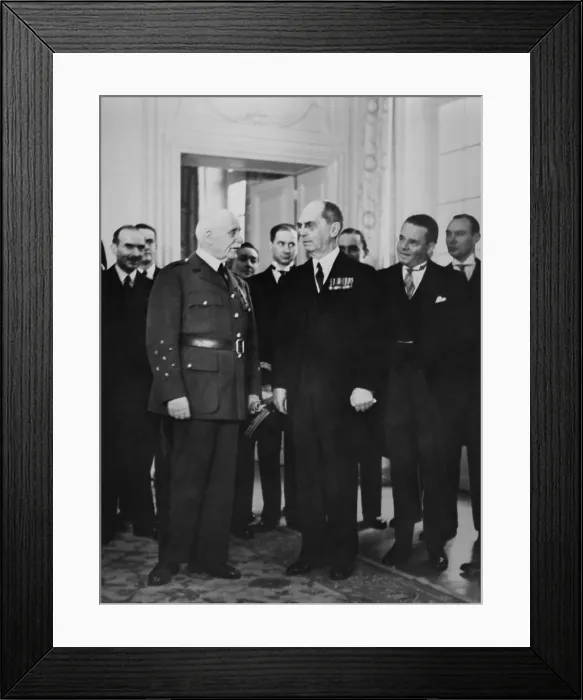 Framed Print : Ambassador William Leahy presenting credentials to Marshal Petain, at Vichy, France. July 8, 1941 Framed Print : Ambassador William Leahy presenting credentials to Marshal Petain, at Vichy, France. July 8, 1941