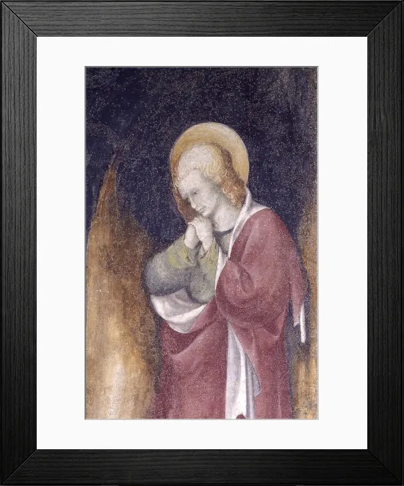 Framed Print : Saint John the Evangelist, by Unknown Artist from the workshop of the Zavattari's brothers, 15th Century, fresco - Italy, Lombardy, Crevenna, Saint Salvatore Hermitage Framed Print : Saint John the Evangelist, by Unknown Artist from the workshop of the Zavattari's brothers, 15th Century, fresco - Italy, Lombardy, Crevenna, Saint Salvatore Hermitage