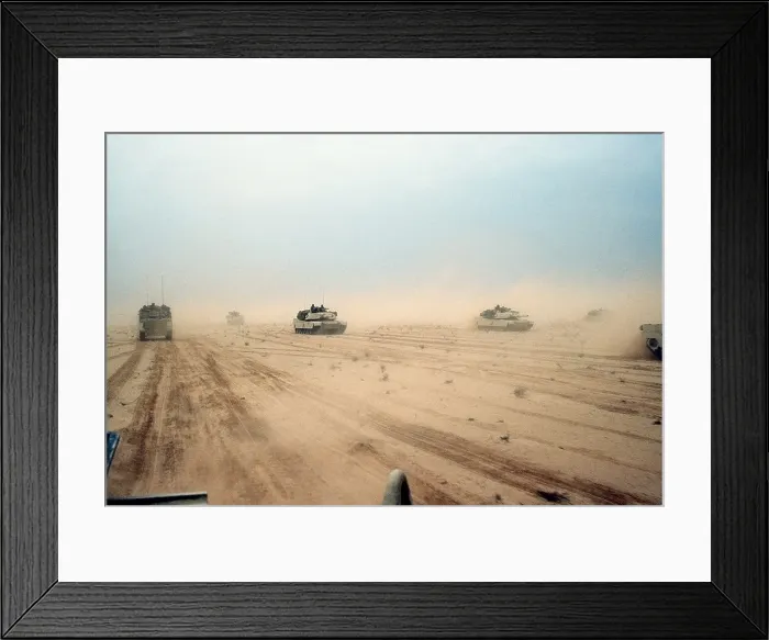 Framed Print : Abrams tanks of the 1st Armored Division 7th Corps move across the desert in northern Kuwait during Operation Desert Storm. Feb. 28 1991. (BSLOC_2011_12_4) Framed Print : Abrams tanks of the 1st Armored Division 7th Corps move across the desert in northern Kuwait during Operation Desert Storm. Feb. 28 1991. (BSLOC_2011_12_4)
