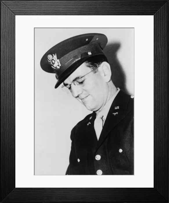 Framed Print : Glenn Miller, bandleader in the swing era, in his military uniform. He lead an Army Band in Europe during World War 2. On Dec