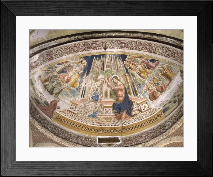 Framed Print : Coronation of the Virgin and Donor, by Agostino da Montebello, 1491, 15th Century, fresco - Italy, Lombardy, Pavia, Saint Michael Basilica. Whole artwork view