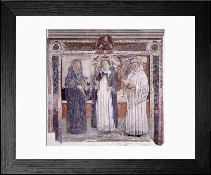 Framed Print : Votive Painting, by Unknown Artist, 15th Century, fresco - Italy, Lombardy, Milan, Certosa di Garegnano. Whole artwork view