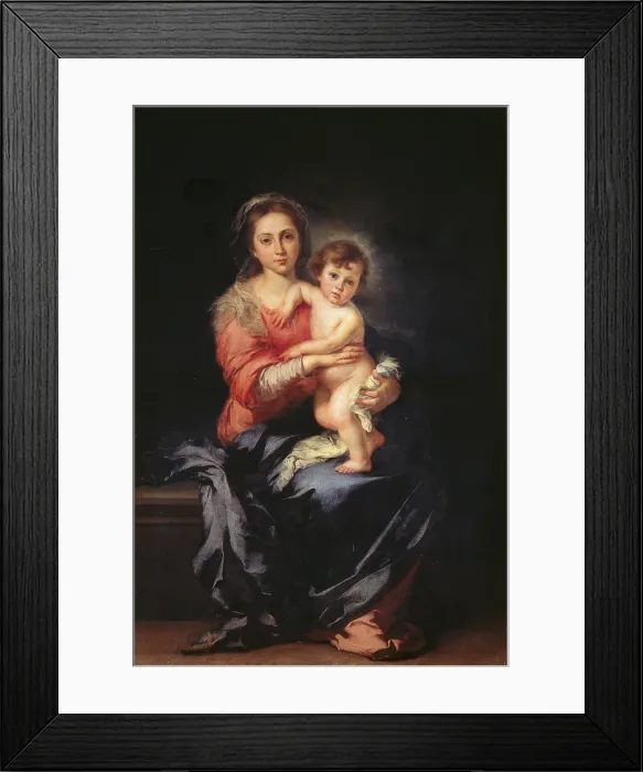 Framed Print : Madonna and Child, by Bartolom Esteban Murillo, 1650 - 1655 about, 17th Century, oil on canvas, cm 157 x 107 - Italy, Tuscany, Florence, Palazzo Pitti, Palatine Gallery. All