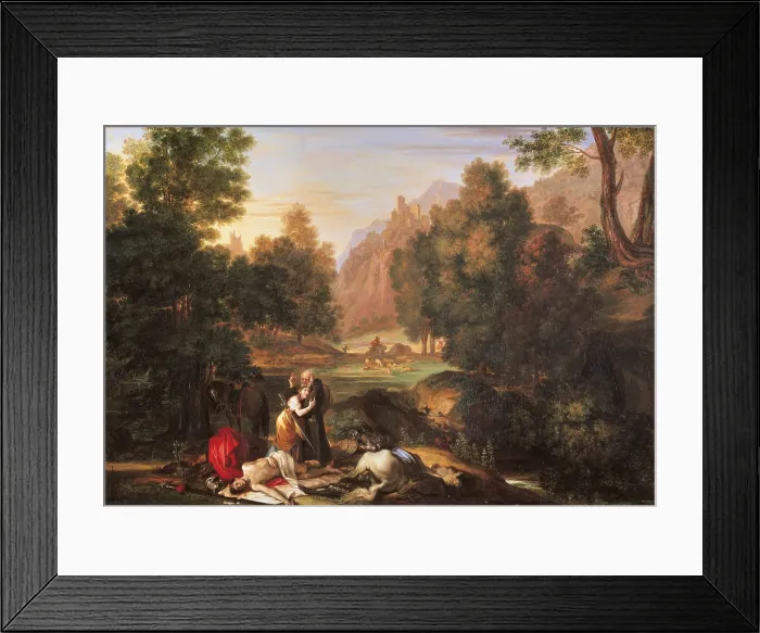 Framed Print : The Death of Zerbino, by Giuseppe Bezzuoli, 1852 about, 19th Century, oil on canvas, cm 98 x 140 - Italy, Tuscany, Florence, Palazzo Pitti, Gallery of Modern Art