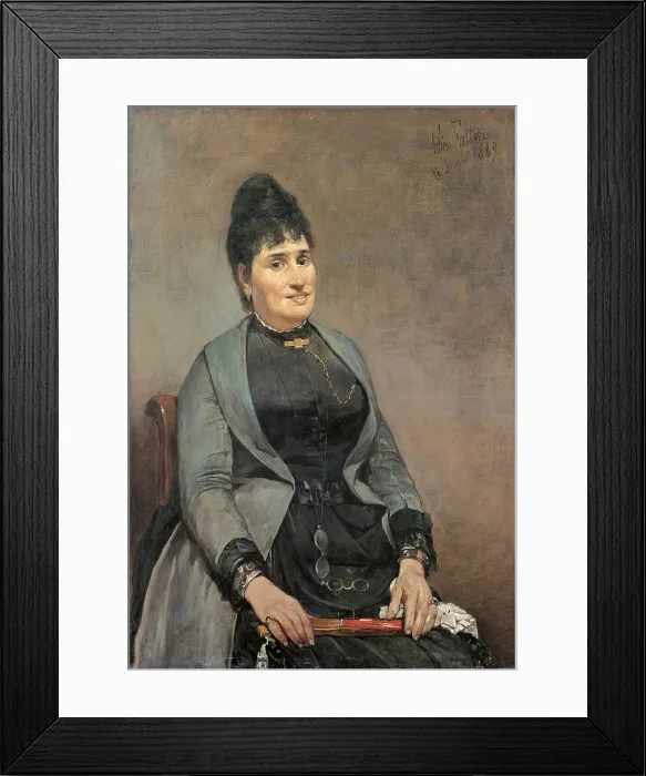 Framed Print : Portrait of His Second Wife, by Giovanni Fattori, 1889, 19th Century, oil on canvas, cm 100 x 69 - Italy, Tuscany, Florence, Palazzo Pitti, Gallery of Modern Art. All Framed Print : Portrait of His Second Wife, by Giovanni Fattori, 1889, 19th Century, oil on canvas, cm 100 x 69 - Italy, Tuscany, Florence, Palazzo Pitti, Gallery of Modern Art. All