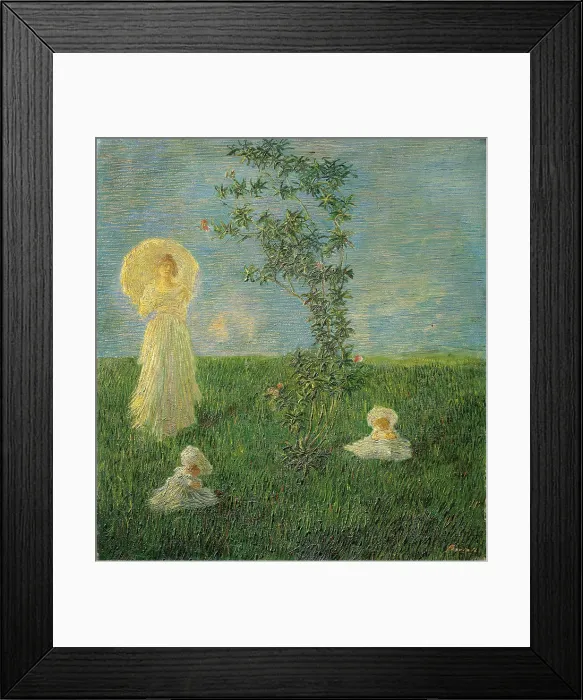 Framed Print : Morning scene, by Gaetano Previati, 1889 about, 19th Century, oil on canvas, cm 62 x 56 - Italy, Tuscany, Florence, Palazzo Pitti, Gallery of Modern Art
