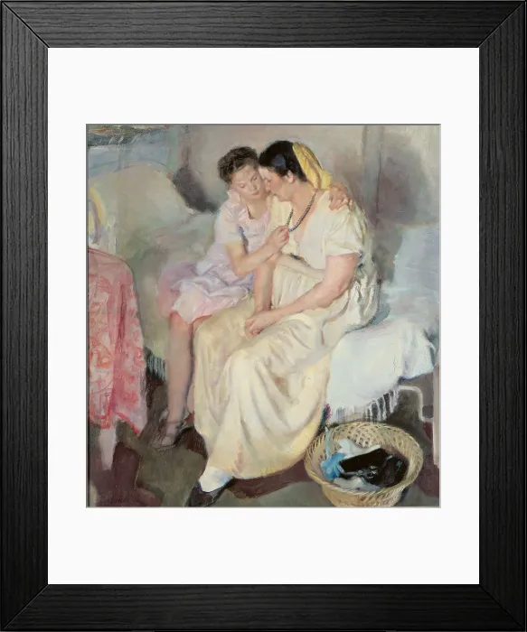 Framed Print : Confidences, by Armando Spadini, 1920 about, 20th Century, oil on canvas, cm 107 x 100, 5 - Italy, Tuscany, Florence, Gallery of Modern Art, Palazzo Pitti. All