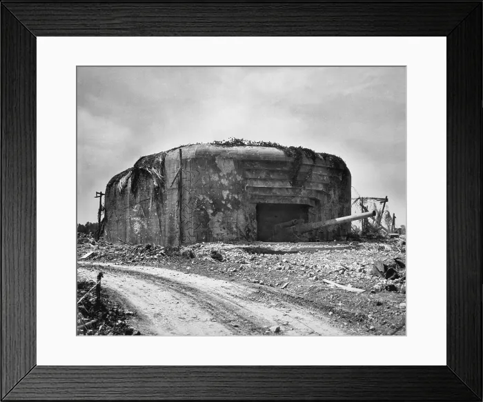 Framed Print : German gun emplacement had concrete walls 13 feet thick and four 10 1 / 4 inch guns. This position was taken out of action by Allied aerial bombing. June 1944 World War 2