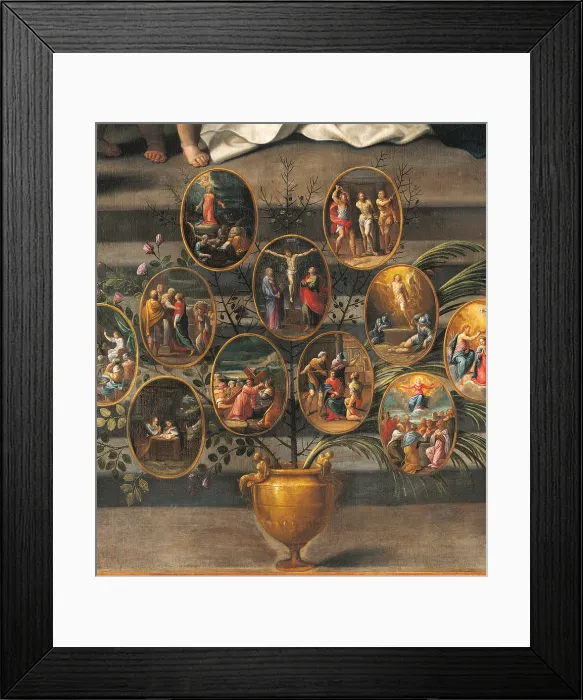 Framed Print : Appearance of the Virgin to St Dominic (Madonna of the Rosary), by Guido Reni, 1597 - 1598, 16th Century, oil on canvas, cm 260 x 220 - Italy, Emilia Romagna, Bologna