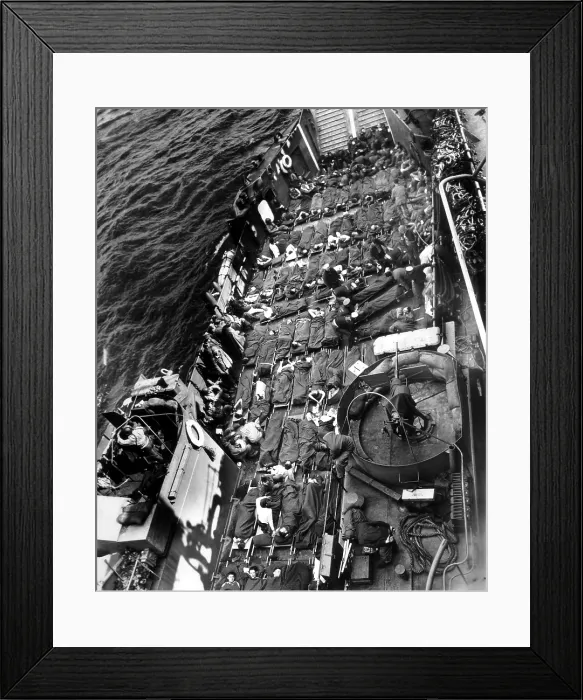 Framed Print : Allied soldiers evacuated from Normandy's beaches on a U.S. landing craft on D-Day Framed Print : Allied soldiers evacuated from Normandy's beaches on a U.S. landing craft on D-Day