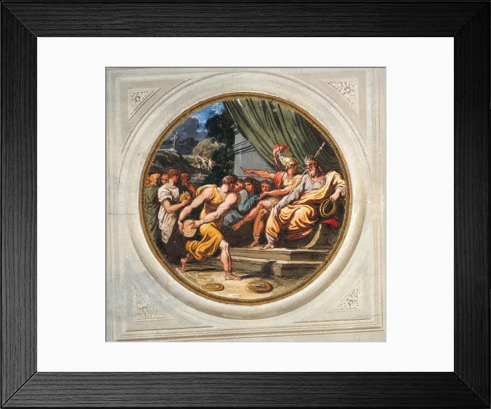 Framed Print : Discus Throw in Honor of Ulysses at Alcinous Palace, by Giani Felice, 19th Century, 1811, tempera on wall (fresco), - Italy, Emilia Romagna, Bologna, Palazzo Filicori