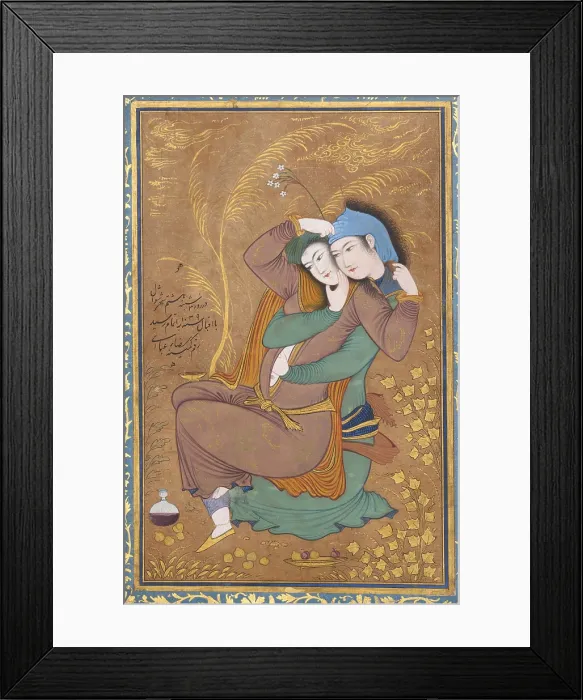 Framed Print : THE LOVERS, by Riza-yi Abbasi, 1630, Persian painting, opaque watercolor, ink, gold on paper Framed Print : THE LOVERS, by Riza-yi Abbasi, 1630, Persian painting, opaque watercolor, ink, gold on paper
