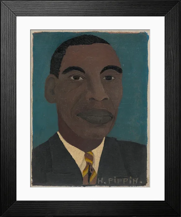 Framed Print : SELF-PORTRAIT II, by Horace Pippin, 1944, African-America painting, oil on canvas. This work is small, measuring only 8.5 x 6.5 inches Framed Print : SELF-PORTRAIT II, by Horace Pippin, 1944, African-America painting, oil on canvas. This work is small, measuring only 8.5 x 6.5 inches