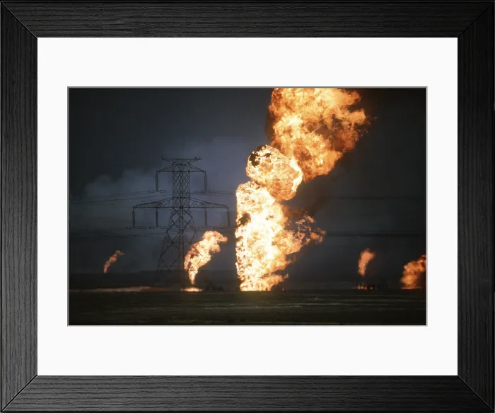 Framed Print : Kuwaiti oil wells set on fire by retreating Iraqi forces during Operation Desert Storm darken the sky with smoke. Mar. 25 1991 (BSLOC_2011_12_18) Framed Print : Kuwaiti oil wells set on fire by retreating Iraqi forces during Operation Desert Storm darken the sky with smoke. Mar. 25 1991 (BSLOC_2011_12_18)