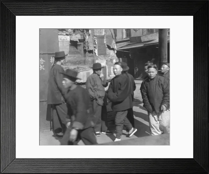 Framed Print : Young Chinese-American men walking on sidewalk in San Franciscos Chinatown. The Arnold Genthe photo is titled, Loafers and is dated between 1896 and 1906 (BSLOC_2018_1_47) Framed Print : Young Chinese-American men walking on sidewalk in San Franciscos Chinatown. The Arnold Genthe photo is titled, Loafers and is dated between 1896 and 1906 (BSLOC_2018_1_47)