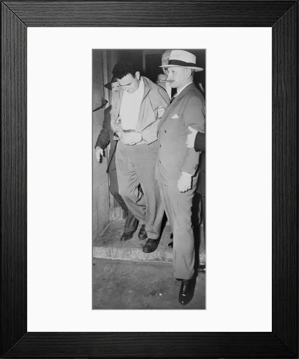 Framed Print : David Greenglass under arrest for spying in June 1950. During WW2 he was an army sergeant stationed at Manhattan Project sites of Oak Ridge, TN, and Los Alamos, NM Framed Print : David Greenglass under arrest for spying in June 1950. During WW2 he was an army sergeant stationed at Manhattan Project sites of Oak Ridge, TN, and Los Alamos, NM