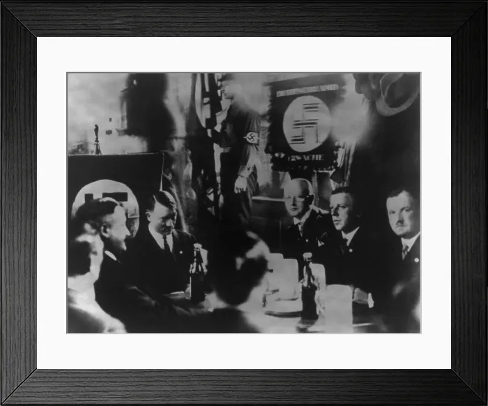 Framed Print : Early Nazi party meeting at Hofbrauhaus in Munich. The Beer Hall Putsch, an attempted coup d'etat against the German Weimer government, would start here in 1923