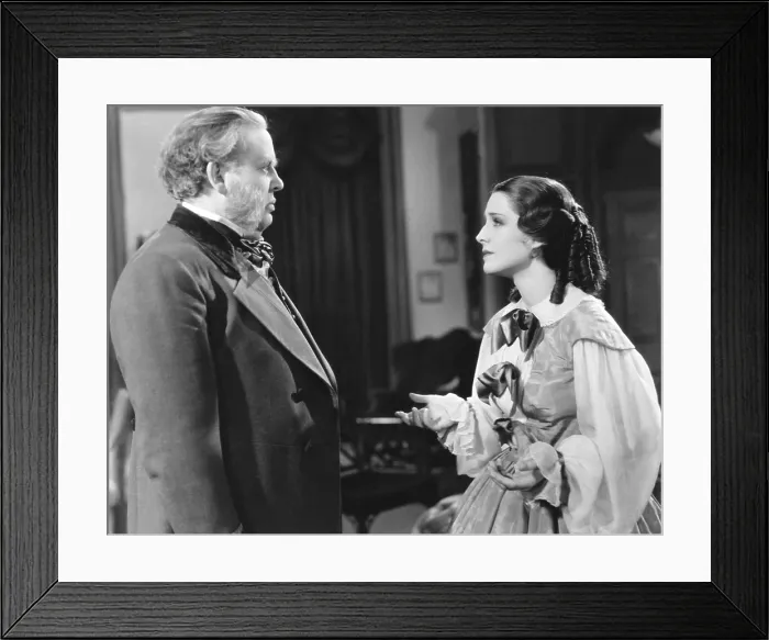 Framed Print : THE BARRETTS OF WIMPOLE STREET, from left: Charles Laughton, Norma Shearer as Elizabeth Barrett, 1934