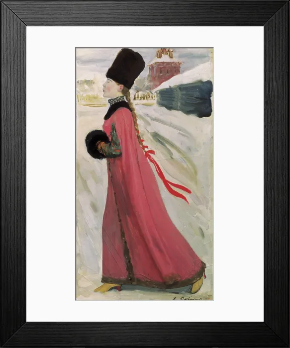 Framed Print : RIABUSCHKIN, Andre Petrovitch (1861-1904). Moscow Girl of the XVII century. Late 19th c. Oil on canvas. RUSSIA. Saint Petersburg. State Russian Museum