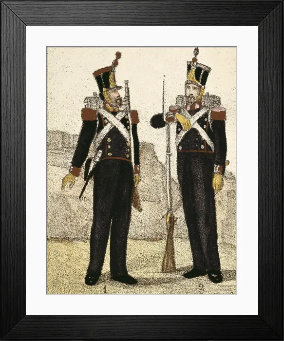 Framed Print : Spain (1833). Uniforms of artillery and engineers. Litography. SPAIN. Madrid. National Library. - M.C.Esteban / Iberfoto / Everett Collection (541894)**US SALES ONLY**
