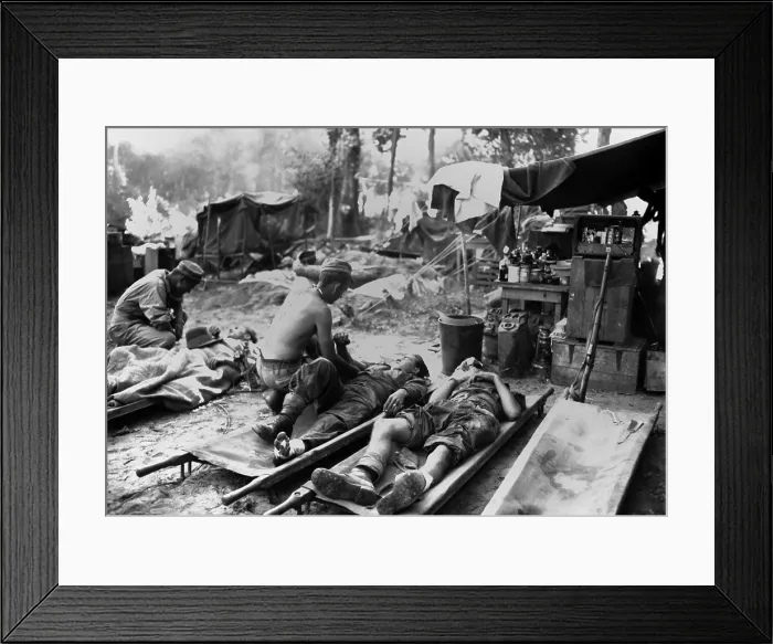 Framed Print : U.S. Army medics treat wounded soldiers at a portable surgical unit in Burma. Soldiers are from the 36th Division's World War 2 drive on Pinwe, Burma. Nov. 12, 1944 Framed Print : U.S. Army medics treat wounded soldiers at a portable surgical unit in Burma. Soldiers are from the 36th Division's World War 2 drive on Pinwe, Burma. Nov. 12, 1944