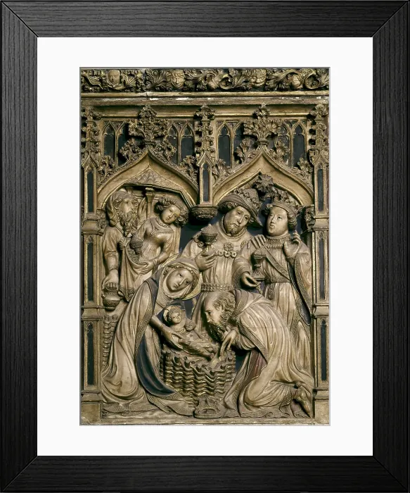 Framed Print : OLLER, Pere (15th century). Altarpiece of Saint Mary and Saint Peter. 1420. SPAIN. Vic. Cathedral. Old High Altar of the cathedral. Alabaster