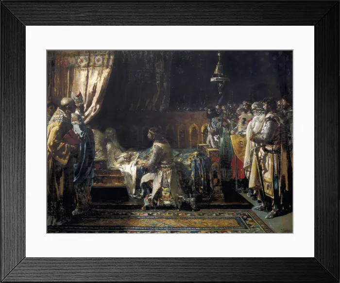 Framed Print : PINAZO CAMARLENCH, Ignacio (1849-1916). Last Moments of King James I. 1887. SPAIN. Valencia. Generalitat Palace. Oil on canvas