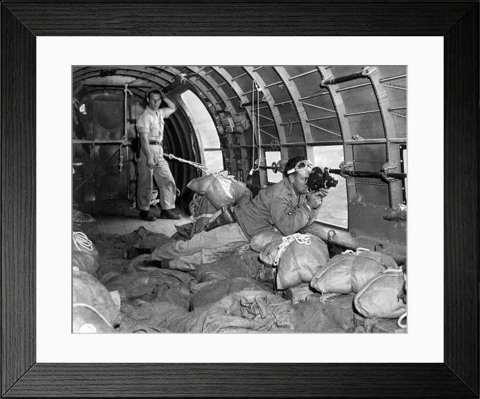 Framed Print : Army Signal Corps photographer, shoots motion pictures of a supply drop to Chinese Forces. World War 2, June 17, 1944. (BSLOC_2013_14_90)