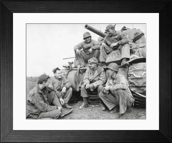 Framed Print : Ernie Pyle, famous war correspondent, and a U.S. tank crew at the Anzio Beachhead, Italy. March 18, 1944. (BSLOC_2014_8_217) Framed Print : Ernie Pyle, famous war correspondent, and a U.S. tank crew at the Anzio Beachhead, Italy. March 18, 1944. (BSLOC_2014_8_217)