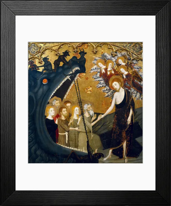 Framed Print : SERRA, Jaume (1358-1397). Altarpiece of the Holy Sepulchre. 14th c. Descent into hell. Catalan school. Italian gothic. Tempera on wood. SPAIN. Zaragoza. Zaragoza Province Museum Framed Print : SERRA, Jaume (1358-1397). Altarpiece of the Holy Sepulchre. 14th c. Descent into hell. Catalan school. Italian gothic. Tempera on wood. SPAIN. Zaragoza. Zaragoza Province Museum