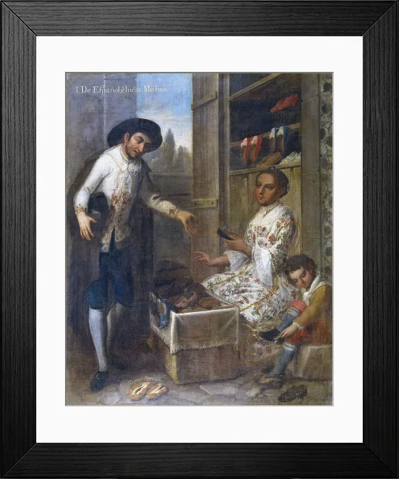 Framed Print : From Spanish and Indian: Mestizo. 18th c. Casta paintings. Mexican school. Colonial baroque. Oil on canvas. SPAIN. Madrid. America's Museum