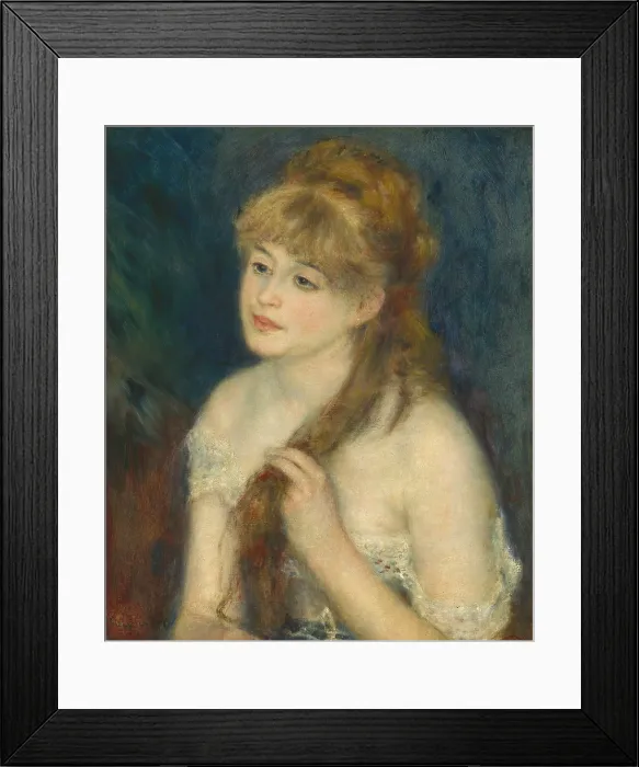Framed Print : Young Woman Braiding Her Hair, by Auguste Renoir, 1876, French painting, oil on canvas Framed Print : Young Woman Braiding Her Hair, by Auguste Renoir, 1876, French painting, oil on canvas