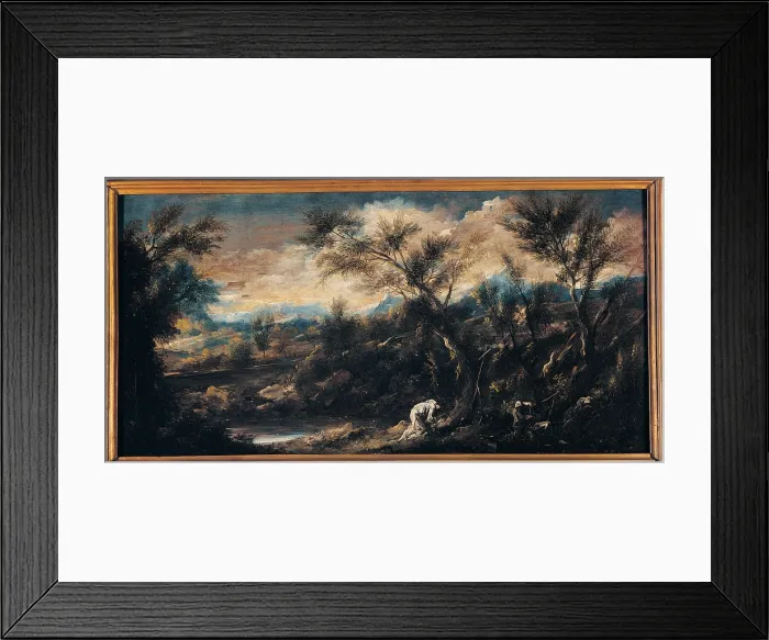 Framed Print : Magnasco Alessandro know as il Lissandrino, Two Monks Praying in a Landscape, 17th Century - 18th Century, oil on canvas, Italy, Lombardy, Milan Framed Print : Magnasco Alessandro know as il Lissandrino, Two Monks Praying in a Landscape, 17th Century - 18th Century, oil on canvas, Italy, Lombardy, Milan