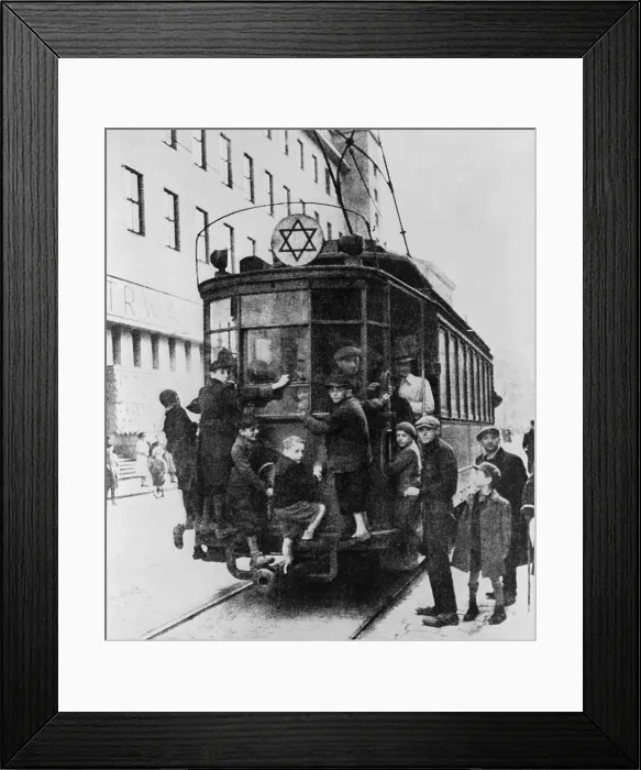 Framed Print : Star of David attached to a street car in Warsaw's ghetto, ca. 1939-43, during World War 2. (BSLOC_2013_11_38)