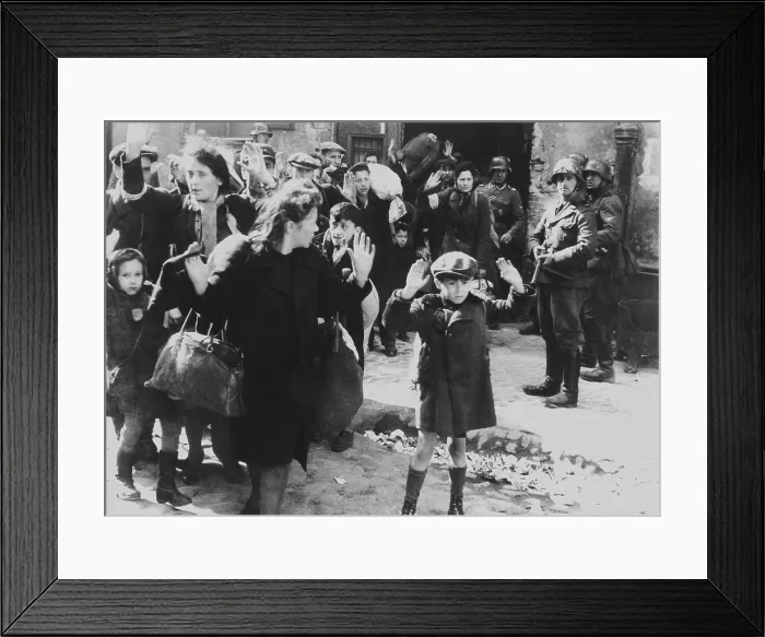 Framed Print : Jews captured by German soldiers during the Warsaw Ghetto Uprising, April 19-May 16, 1943
