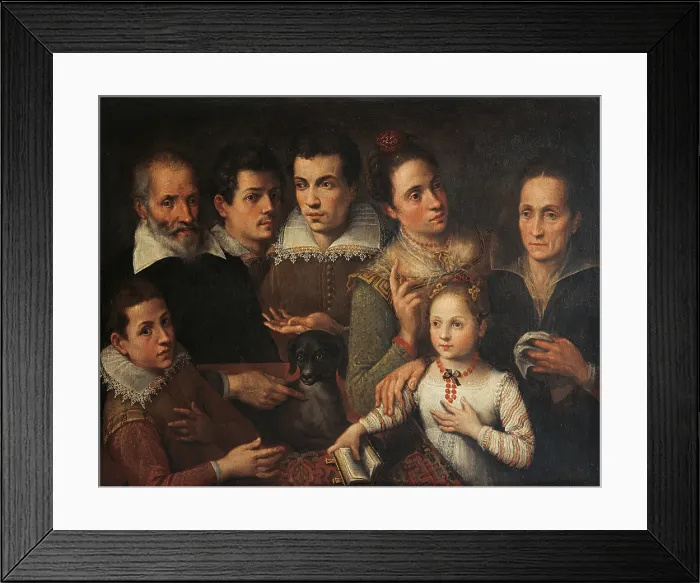 Framed Print : Family Portrait, by Lavinia Fontana, 1590 - 1599 about, 16th Century, oil on canvas, cm 150 x 85 - Italy, Lombardy, Milan, Brera Art Gallery. All