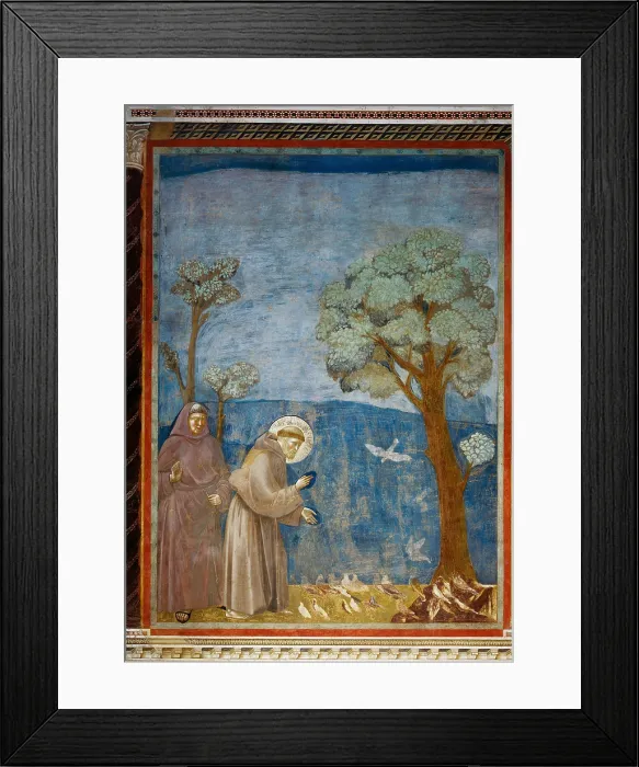 Framed Print : The Preaching to the Birds, by Giotto, 1297 - 1300, 13th Century, fresco, cm 270 x 230 - Italy, Umbria, Perugia, Assisi, Upper Basilica of San Francesco, nave. All Framed Print : The Preaching to the Birds, by Giotto, 1297 - 1300, 13th Century, fresco, cm 270 x 230 - Italy, Umbria, Perugia, Assisi, Upper Basilica of San Francesco, nave. All