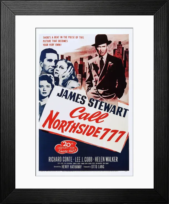 Framed Print : CALL NORTHSIDE 777, US poster, top from left: Richard Conte, Betty Garde, James Stewart, Helen Walker (bottom), 1948