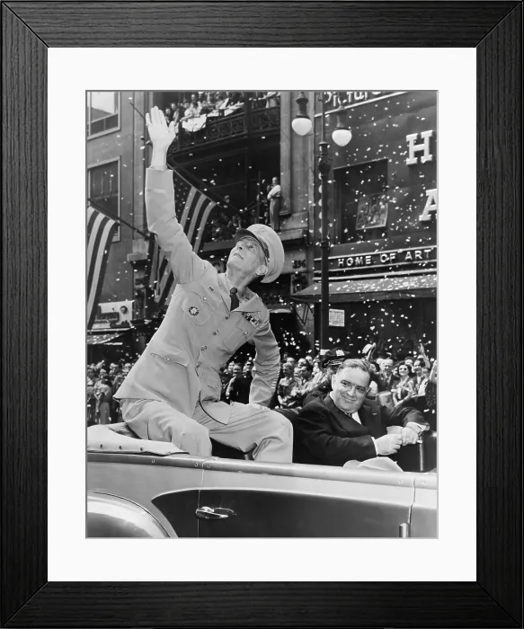 Framed Print : General Jonathan Wainwright, waving to crowd during ticker tape parade, New York City. As the highest-ranking U.S Framed Print : General Jonathan Wainwright, waving to crowd during ticker tape parade, New York City. As the highest-ranking U.S