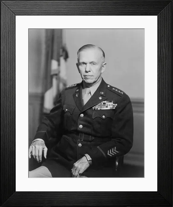 Framed Print : General George Catlett Marshall, Chief of Staff of U.S. Forces in World War 2. 1944 photo. (BSLOC_2014_8_117) Framed Print : General George Catlett Marshall, Chief of Staff of U.S. Forces in World War 2. 1944 photo. (BSLOC_2014_8_117)