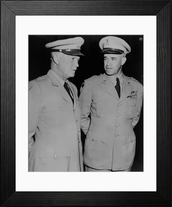 Framed Print : Generals Dwight Eisenhower and Omar Bradley, July 19, 1948. They were attending the funeral of General of the WW1 Armies, John Pershing. (BSLOC_2014_8_121) Framed Print : Generals Dwight Eisenhower and Omar Bradley, July 19, 1948. They were attending the funeral of General of the WW1 Armies, John Pershing. (BSLOC_2014_8_121)
