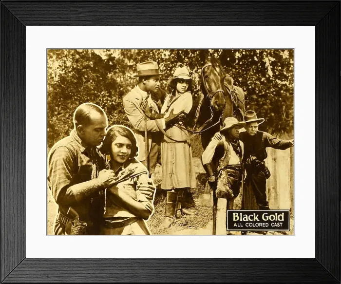 Framed Print : BLACK GOLD, bottom left: center from left: Laurence Criner, Kathryn Boyd, on lobbycard, 1928 Framed Print : BLACK GOLD, bottom left: center from left: Laurence Criner, Kathryn Boyd, on lobbycard, 1928