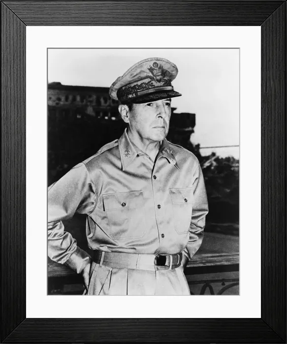 Framed Print : General Douglas Macarthur in the last days of World War 2, August 24. 1945 Framed Print : General Douglas Macarthur in the last days of World War 2, August 24. 1945