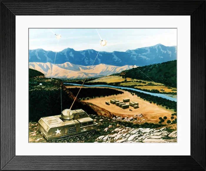 Framed Print : 1984 military artist's concept of a ground based Laser Air Defense Weapon. (BSLOC_2011_12_340) Framed Print : 1984 military artist's concept of a ground based Laser Air Defense Weapon. (BSLOC_2011_12_340)